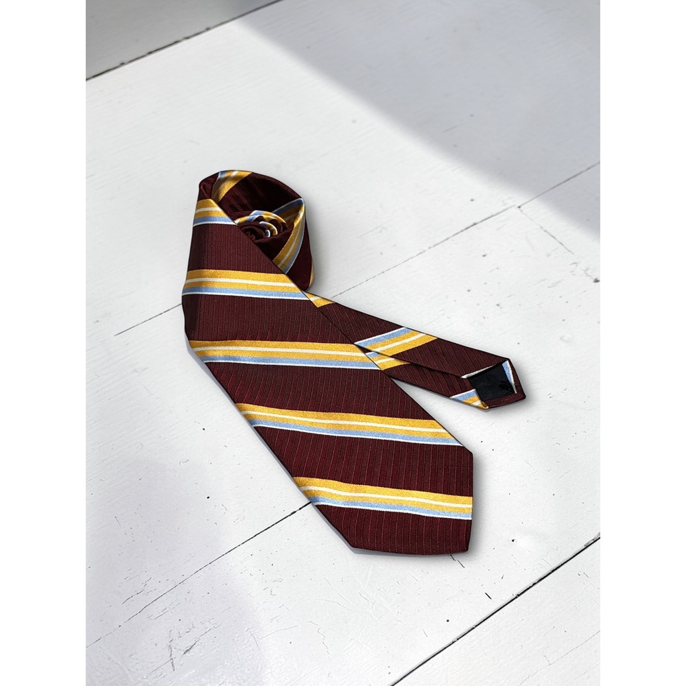 Brooks‎ Brothers 346 Silk Stripe Necktie Mens Red Gold